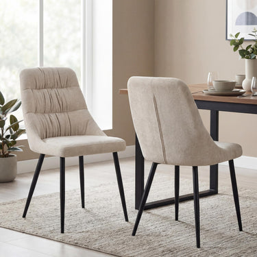Rhett Chenille Effect Dining Chair - Natural – styled in a dining room