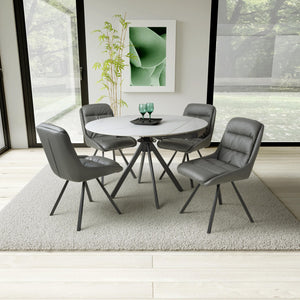 Table & 4 Denham Grey Swivel Chairs