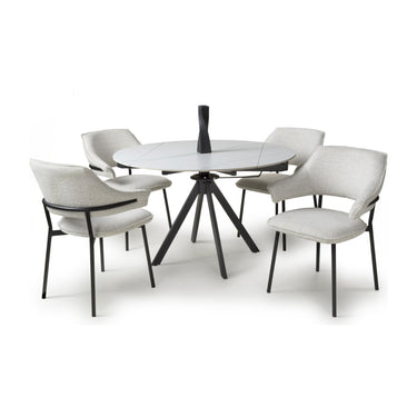 Rotazi Rotating Round White Extending Dining Table & 4 Genoa Natural Chairs Dining Set – dining set, alternate view