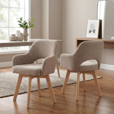 Rowan Fabric Swivel Dining Chair - Champagne – styled in a dining room