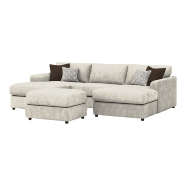 Selby Small U Shape Fabric Sofa in Ravel Cream fabric, shown with the footstool (sold separately)