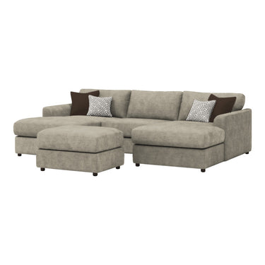 Selby Small U Shape Fabric Sofa in Ravel Dune fabric, shown with the footstool (sold separately)