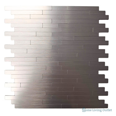 Self Adhesive 3D Mosaic Wall Tiles - Brick - 30cm x 30cm (10 Pack) – Chrome