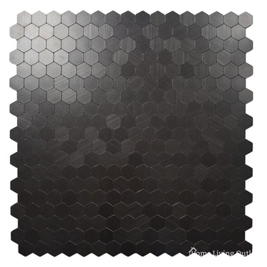 Self Adhesive 3D Mosaic Wall Tiles - Mini Hexagon - 30cm x 30cm (10 Pack) – Black