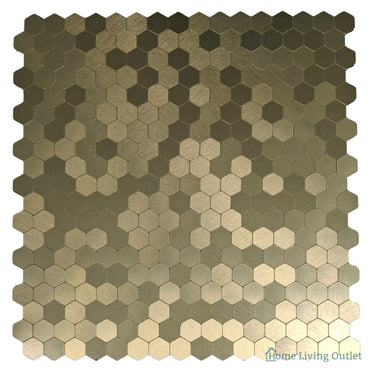 Self Adhesive 3D Mosaic Wall Tiles - Mini Hexagon - 30cm x 30cm (10 Pack) – Gold