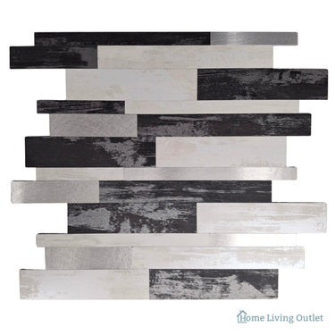 Self Adhesive 3D Mosaic Wall Tiles - Slate - 30cm x 30cm (10 Pack) – Black mixed with Silver