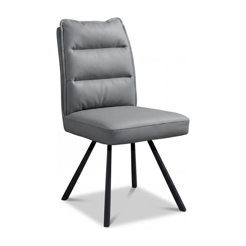 Stellan Leather Effect Dining Chair - Dark Grey