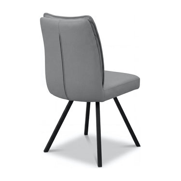 Stellan Leather Effect Dining Chair - Dark Grey – studio view 2