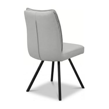 Stellan Leather Effect Dining Chair - Light Grey – studio view 2