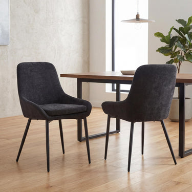 Sterne Fabric Dining Chair - Black – styled in a dining room