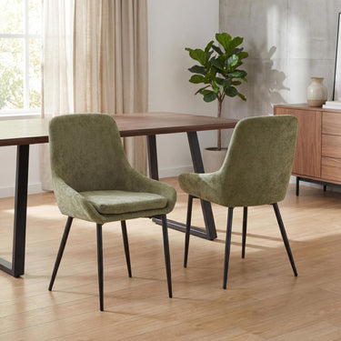 Sterne Fabric Dining Chair - Green – styled in a dining room