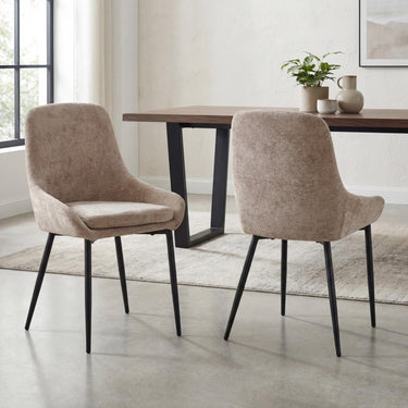 Sterne Fabric Dining Chair - Mink – styled in a dining room