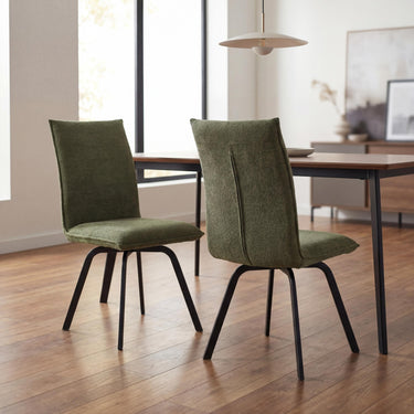 Ulric Chenille Dining Chair - Green – styled in a dining room