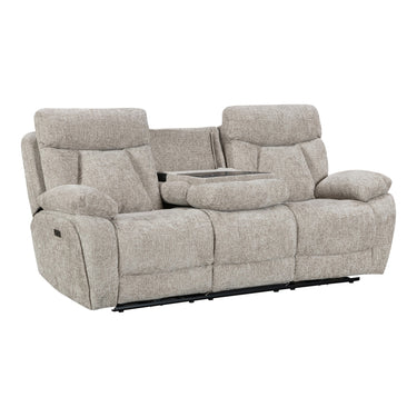 Verona 3 Seater Fabric Power Recliner Sofa in Biscuit – view 2
