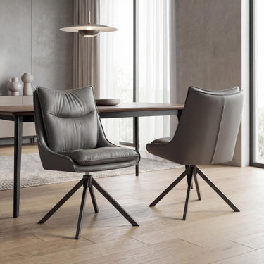 Vienna Two-Tone Swivel Dining Chair - Grey – styled in a dining room