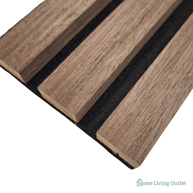 Wood Veneer Acoustic Standard Slat Wall Panels - 3-Sided - 240cm x 32cm (2 Pack) – Smoked Oak