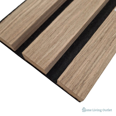 Wood Veneer Acoustic Standard Slat Wall Panels - 3-Sided - 240cm x 32cm (2 Pack) – Walnut