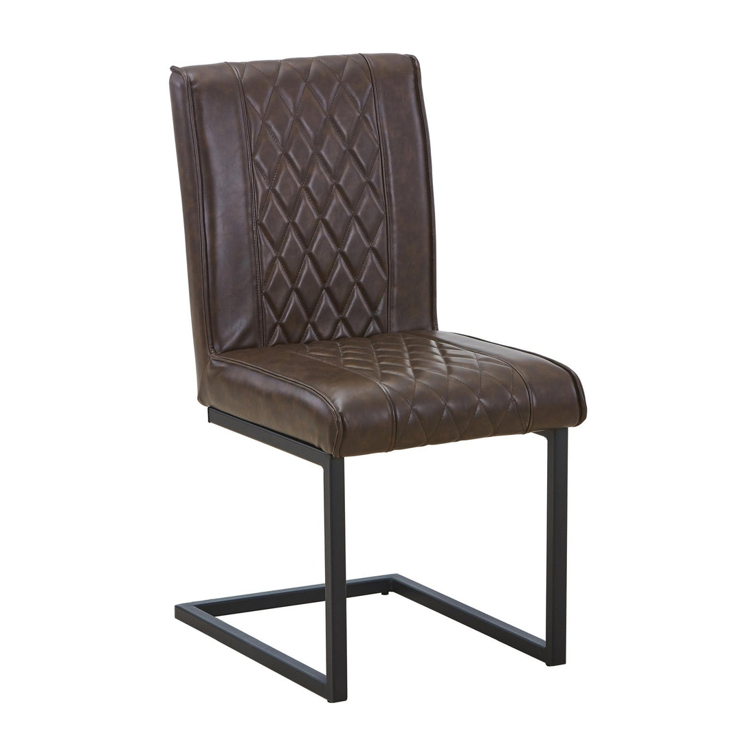 Wyatt Leather Effect Dining Chair - Brown – studio view 1