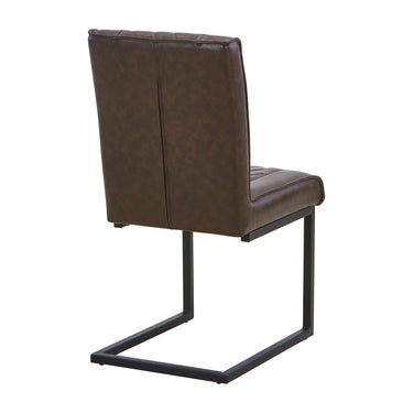 Wyatt Leather Effect Dining Chair - Brown – studio view 2