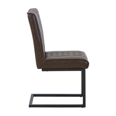Wyatt Leather Effect Dining Chair - Brown – studio view 3