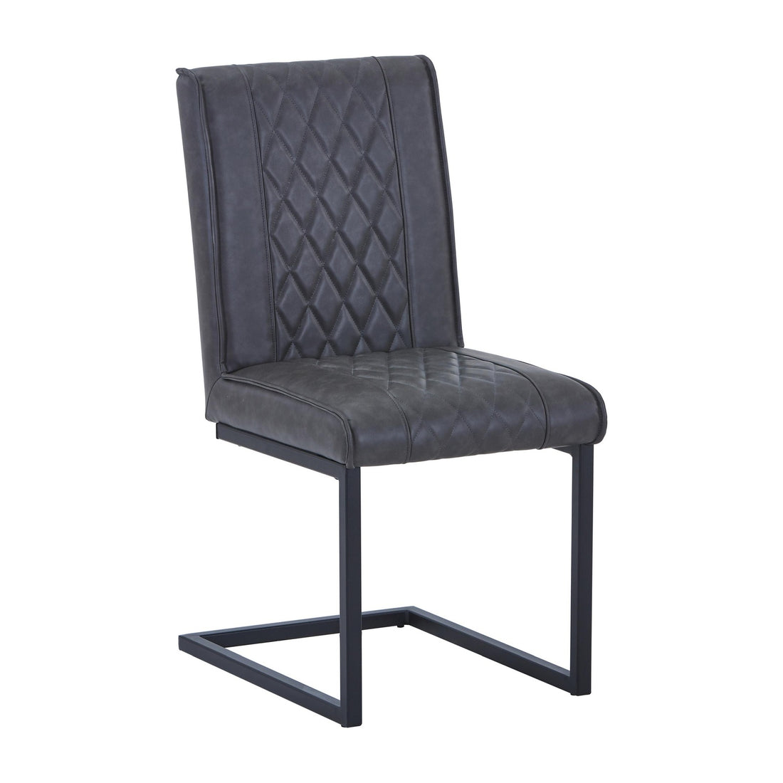 Wyatt Leather Effect Dining Chair - Grey – studio view 1