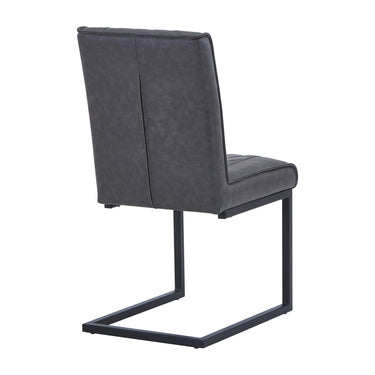 Wyatt Leather Effect Dining Chair - Grey – studio view 2
