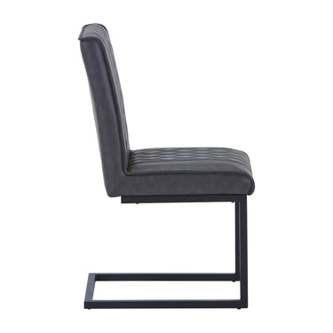 Wyatt Leather Effect Dining Chair - Grey – studio view 3
