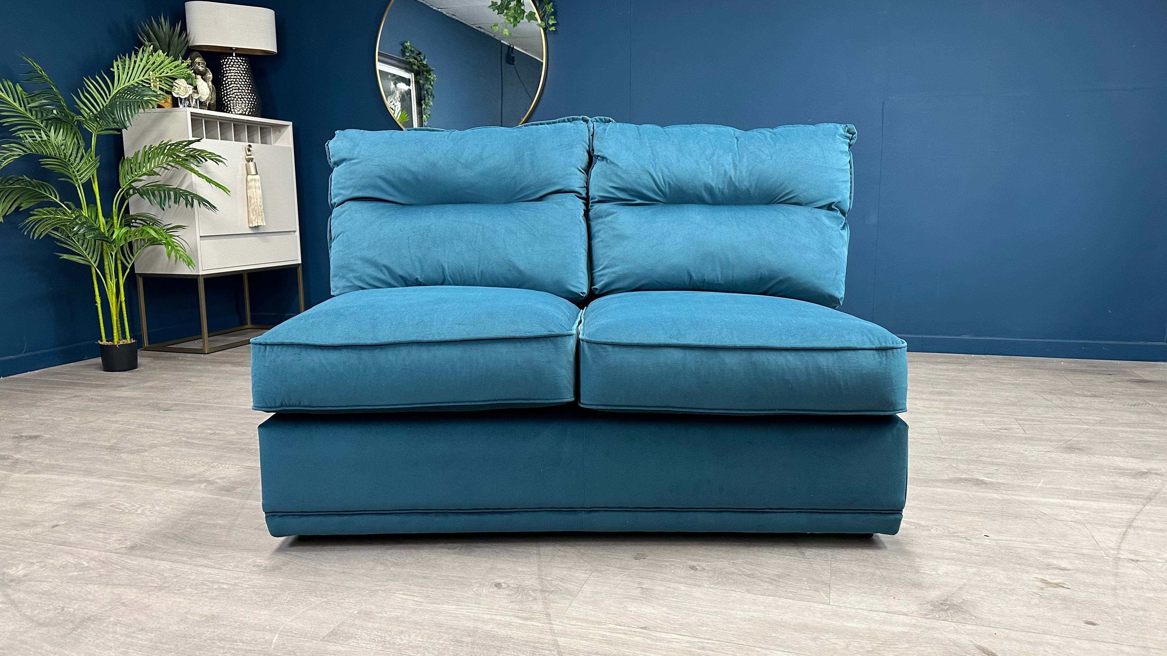 Mulberry 2 Seater Armless Sofa Teal Fabric